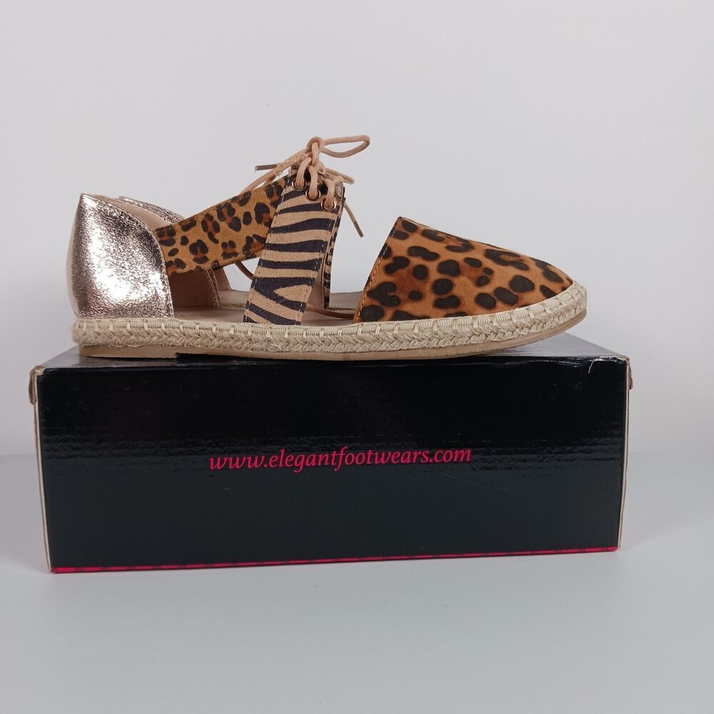 DbDk Fashion Womens Espadrille Leopard Closed Toe Size 6.5 New without box